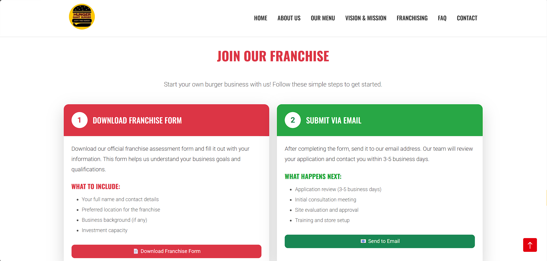 Hunger Giant Burger Website