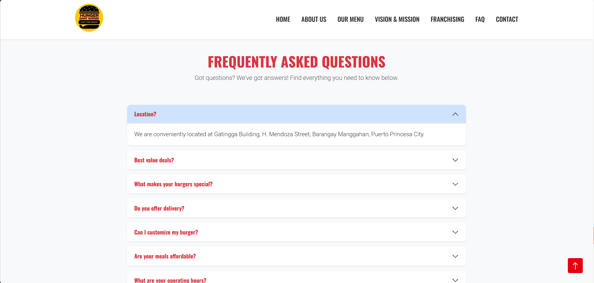 Hunger Giant Burger Website