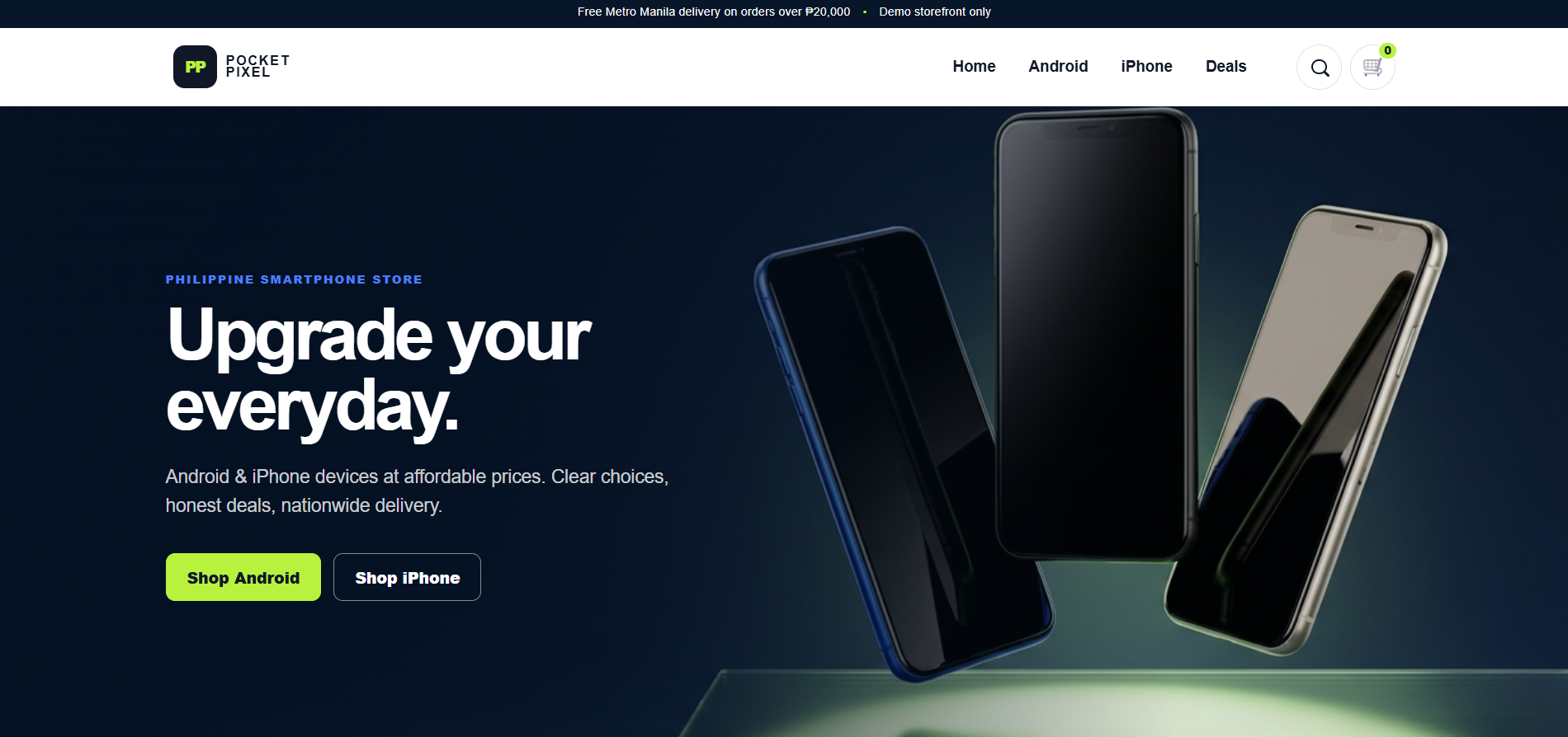 PocketPixel cellphone store interface